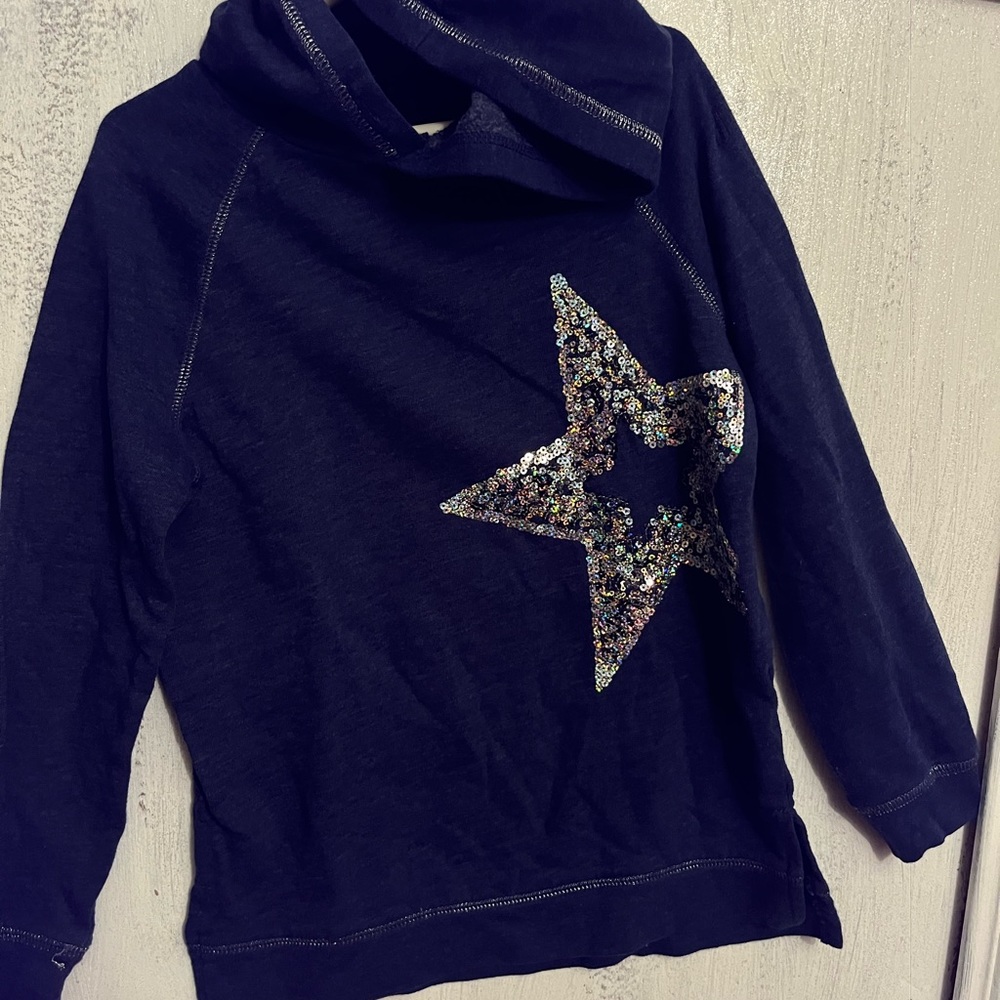 Navy Blue, Sparkly Star Hooded Sweatshirt